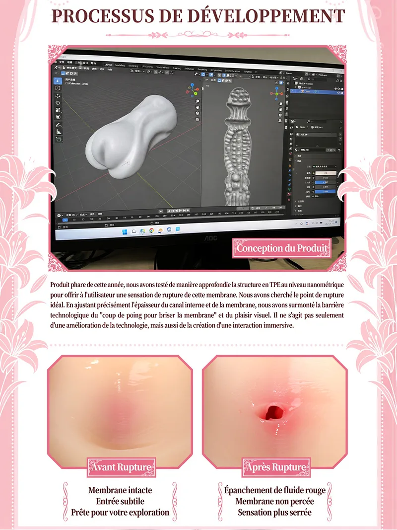 Masturbateur masculin thème mariée avec membrane première utilisation, vagin artificiel TPE souple et canal texturé profond - detail image 02