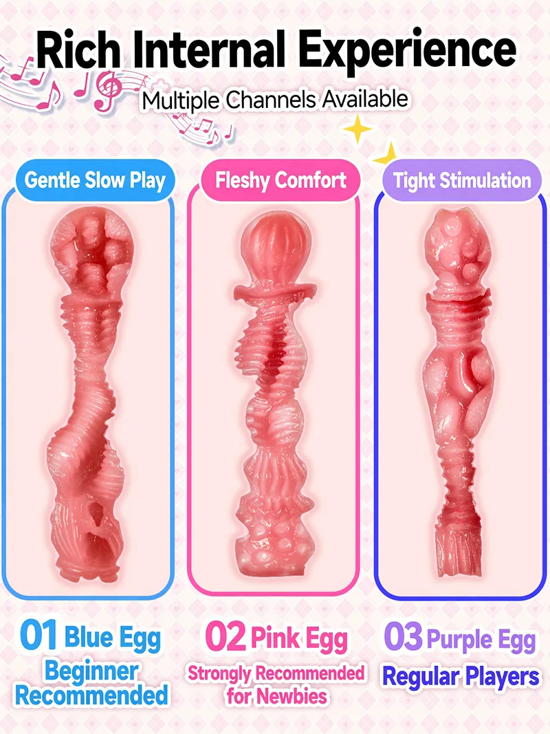 Sweet Egg Girl Onahole Male Masturbator Soft TPE Pocket Pussy with Three Textured Styles - detail image 02