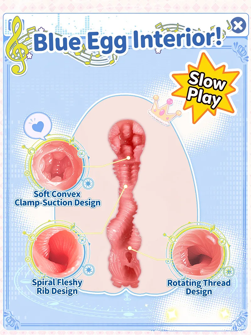 Sweet Egg Girl Onahole Male Masturbator Soft TPE Pocket Pussy with Three Textured Styles - detail image 07