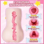 Ver Masturbador Masculino Anime Formato de Bumbum TPE Macio Vagina Artificial Onahole Canal 3 Zonas, imagem 5