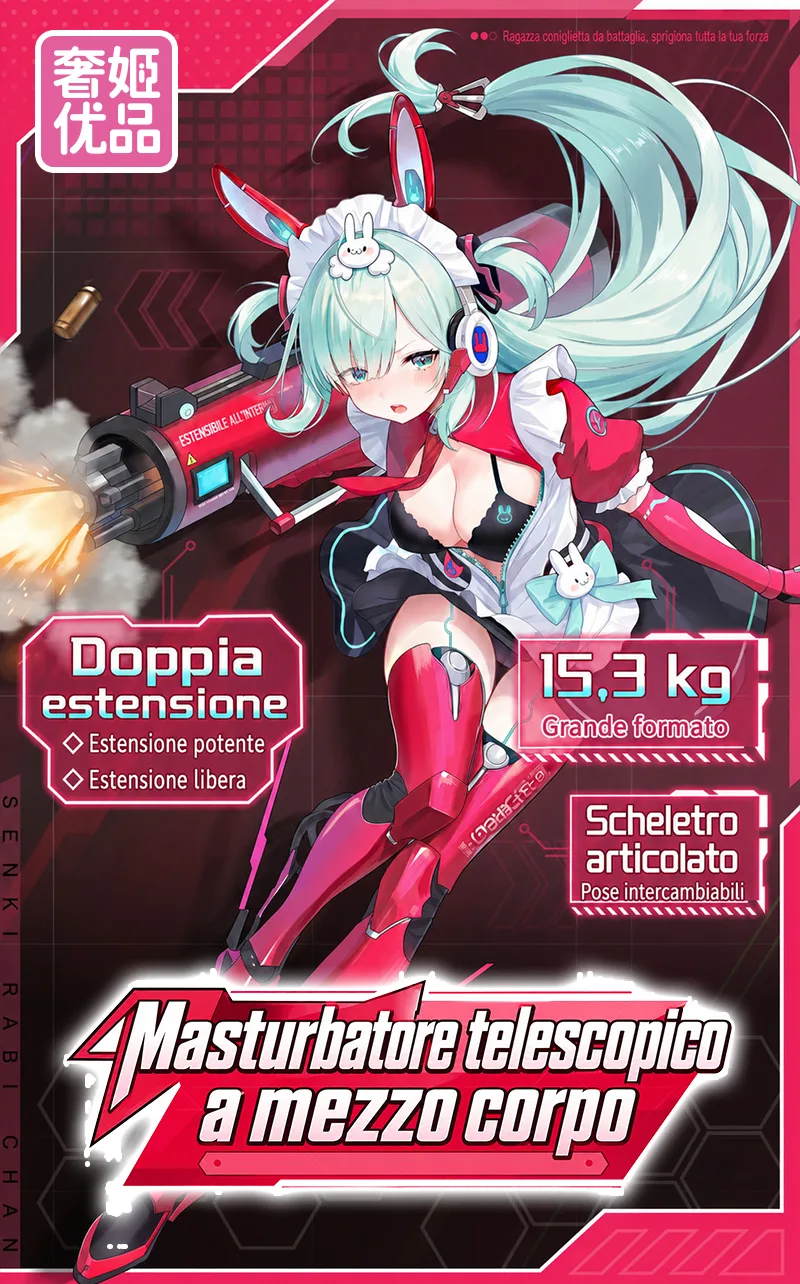 Rabbi-Chan Bambola Sessuale Elettrica Parte Inferiore Telescopica 7 Modalità Doppio Motore TPE - detail image 01