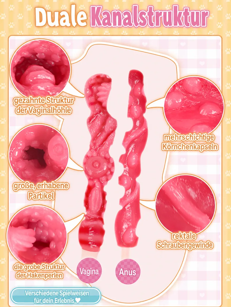 Weiche Zwei Loch Catgirl Männer Masturbator TPE Künstliche Vagina Anal Onahole Doppelkanal - detail image 03