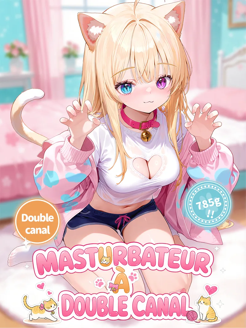 Catgirl Deux Orifices Masturbateur Homme TPE Doux Vagin Artificiel Anal Onahole Double Canal - detail image 01
