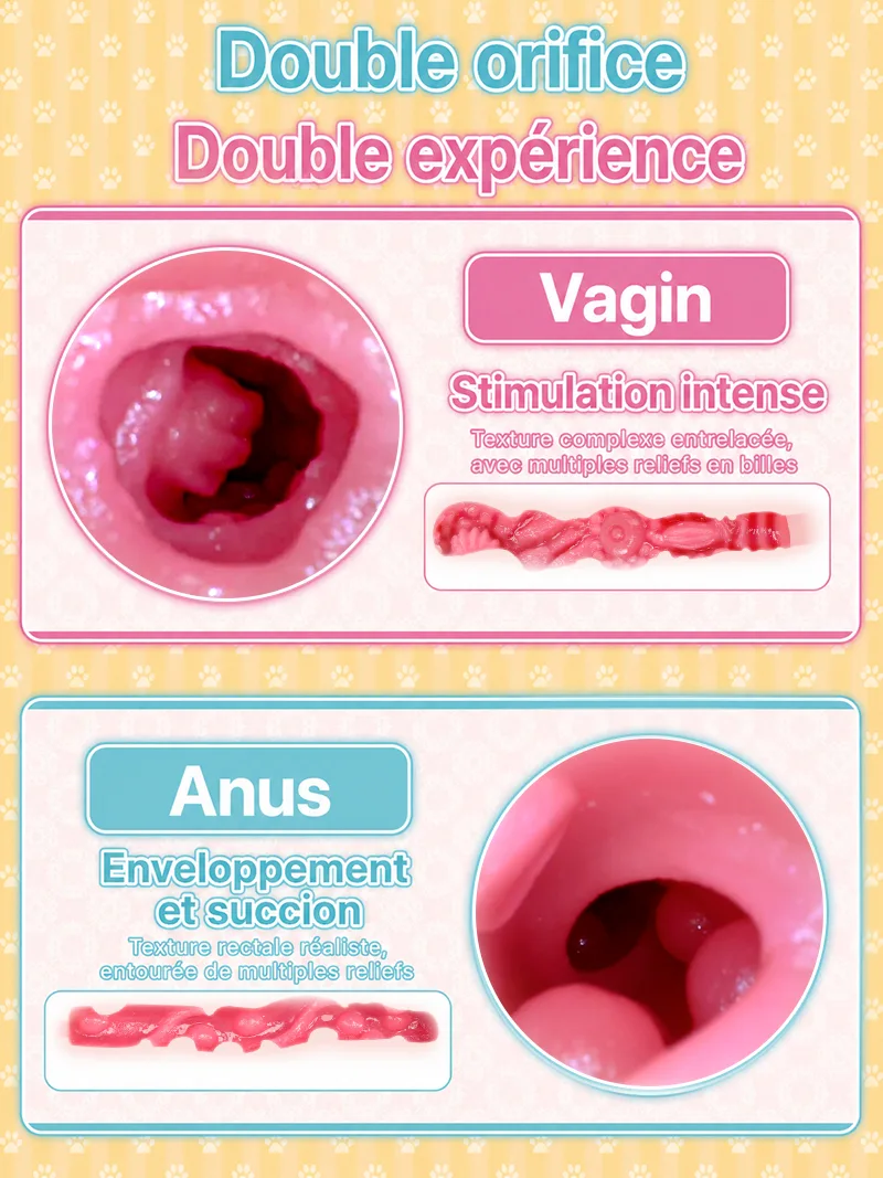 Catgirl Deux Orifices Masturbateur Homme TPE Doux Vagin Artificiel Anal Onahole Double Canal - detail image 04
