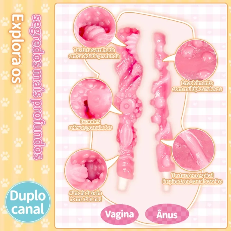 Catgirl Dois Orifícios Masturbador Masculino TPE Macio Vagina Artificial Anal Onahole Duplo product image 2