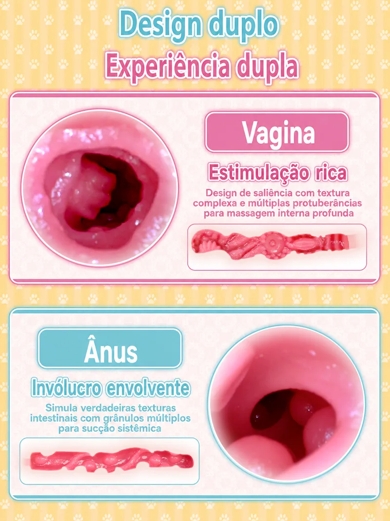 Catgirl Dois Orifícios Masturbador Masculino TPE Macio Vagina Artificial Anal Onahole Duplo - detail image 04