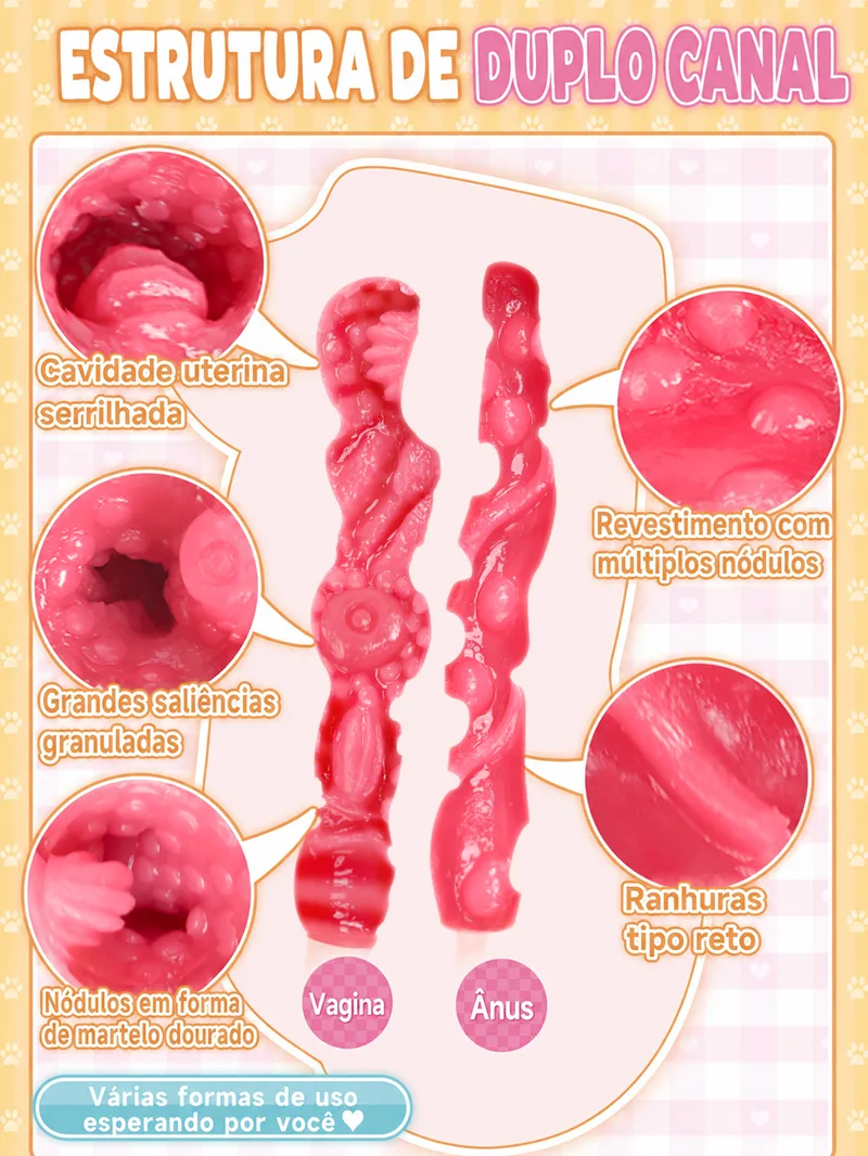 Catgirl Dois Orifícios Masturbador Masculino TPE Macio Vagina Artificial Anal Onahole Duplo - detail image 03