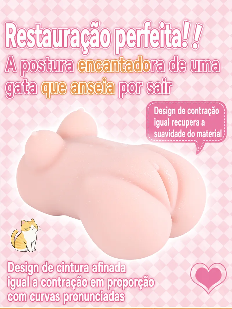 Catgirl Dois Orifícios Masturbador Masculino TPE Macio Vagina Artificial Anal Onahole Duplo - detail image 05
