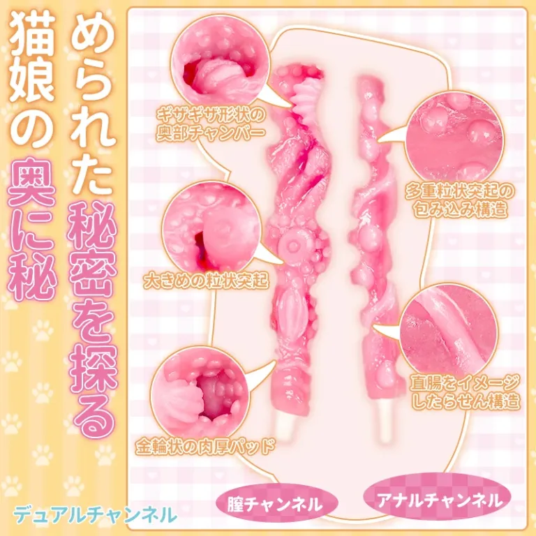 ソフト二穴キャットガール オナホール 男性用 TPE ポケットプッシー 前後独立テクスチャー product image 2