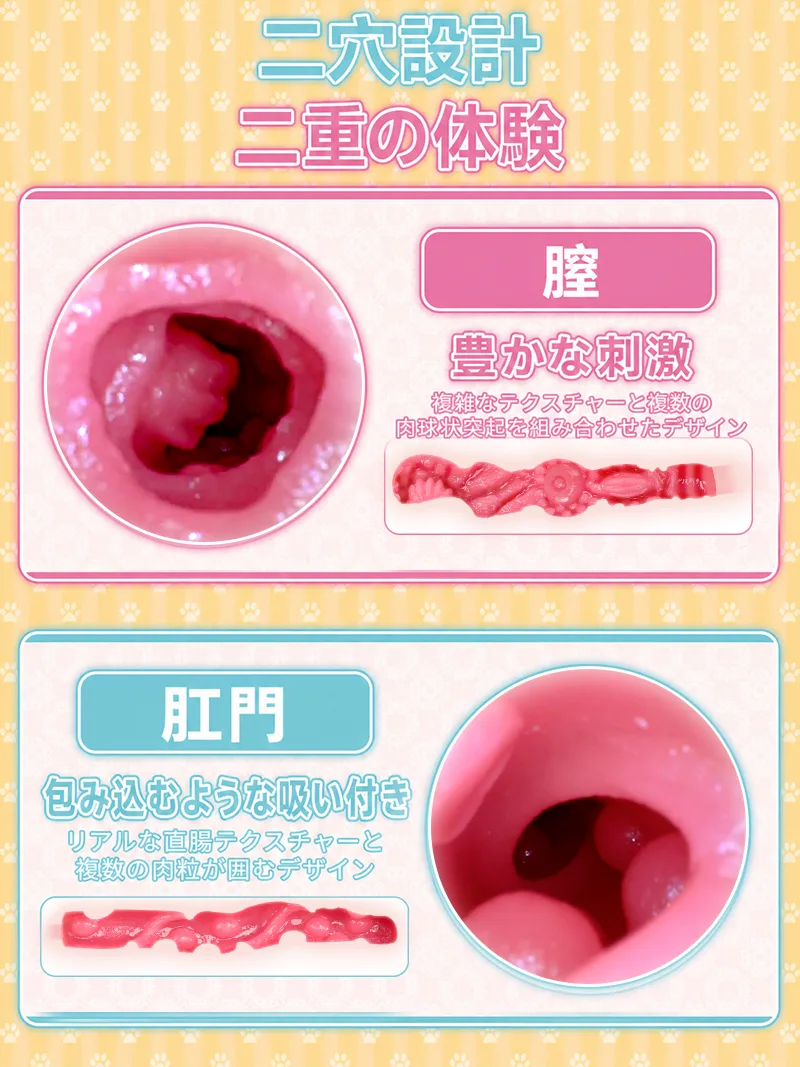 ソフト二穴キャットガール オナホール 男性用 TPE ポケットプッシー 前後独立テクスチャー - detail image 04
