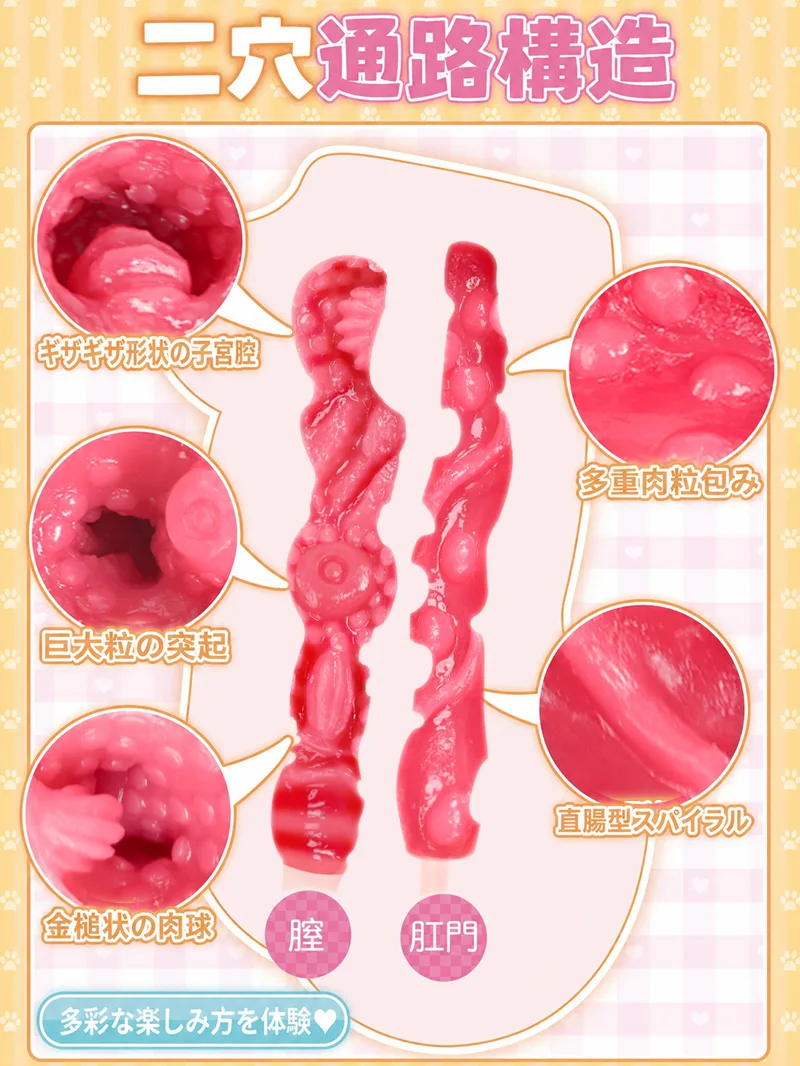 ソフト二穴キャットガール オナホール 男性用 TPE ポケットプッシー 前後独立テクスチャー - detail image 03