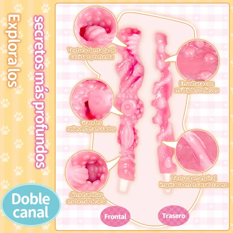 Catgirl Doble Orificio Masturbador Masculino TPE Suave Vagina Artificial Anal Onahole Dos Canales product image 2