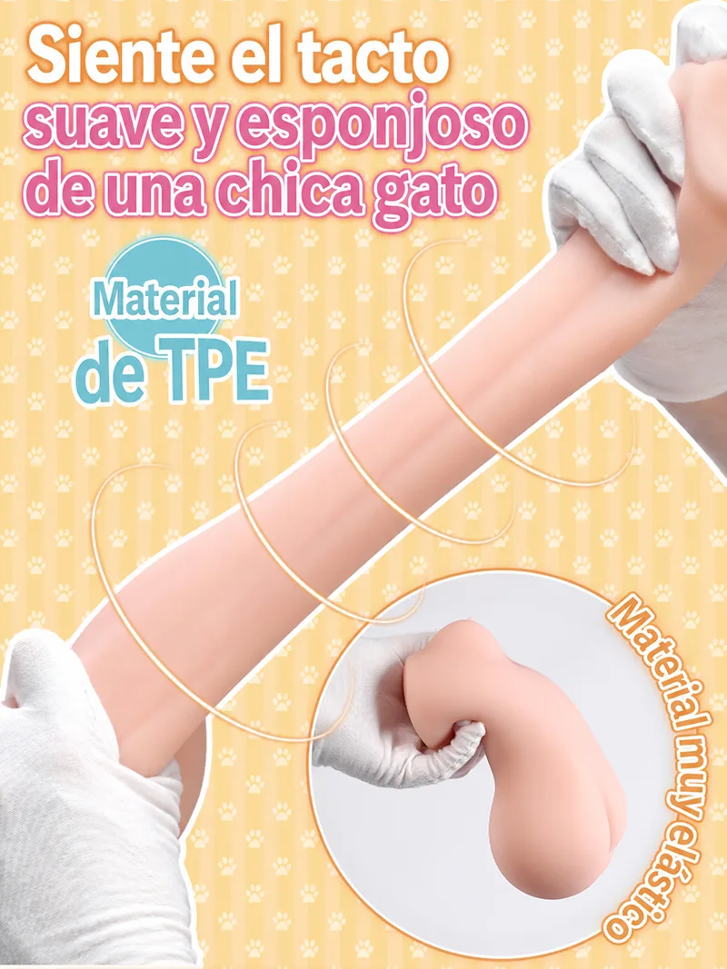 Catgirl Doble Orificio Masturbador Masculino TPE Suave Vagina Artificial Anal Onahole Dos Canales - detail image 07