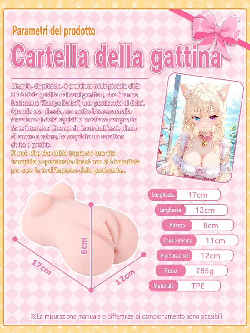 Catgirl Due Fori Masturbatore Uomo TPE Morbido Vagina Artificiale Anal Onahole Doppio Canale - detail image 09