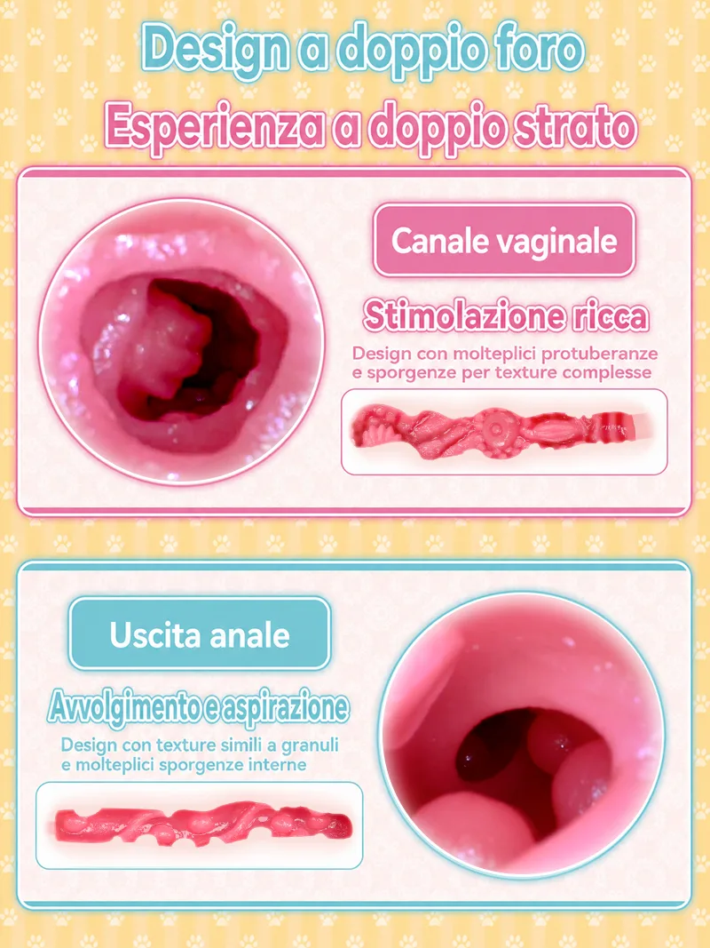 Catgirl Due Fori Masturbatore Uomo TPE Morbido Vagina Artificiale Anal Onahole Doppio Canale - detail image 04