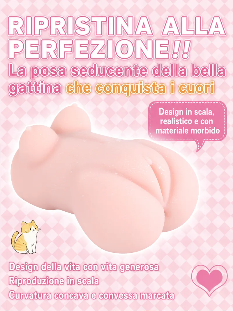 Catgirl Due Fori Masturbatore Uomo TPE Morbido Vagina Artificiale Anal Onahole Doppio Canale - detail image 05