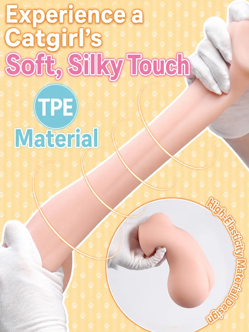 Soft Dual Hole Catgirl Pocket Pussy Male Masturbator TPE Artificial Vagina Anal Onahole Textured Channels - detail image 07