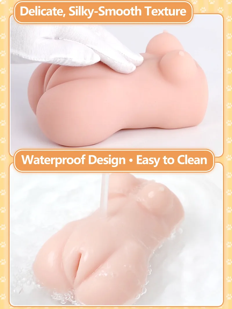 Soft Dual Hole Catgirl Pocket Pussy Male Masturbator TPE Artificial Vagina Anal Onahole Textured Channels - detail image 08