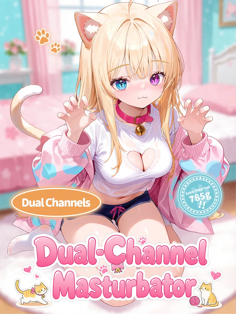 Soft Dual Hole Catgirl Pocket Pussy Male Masturbator TPE Artificial Vagina Anal Onahole Textured Channels - detail image 01