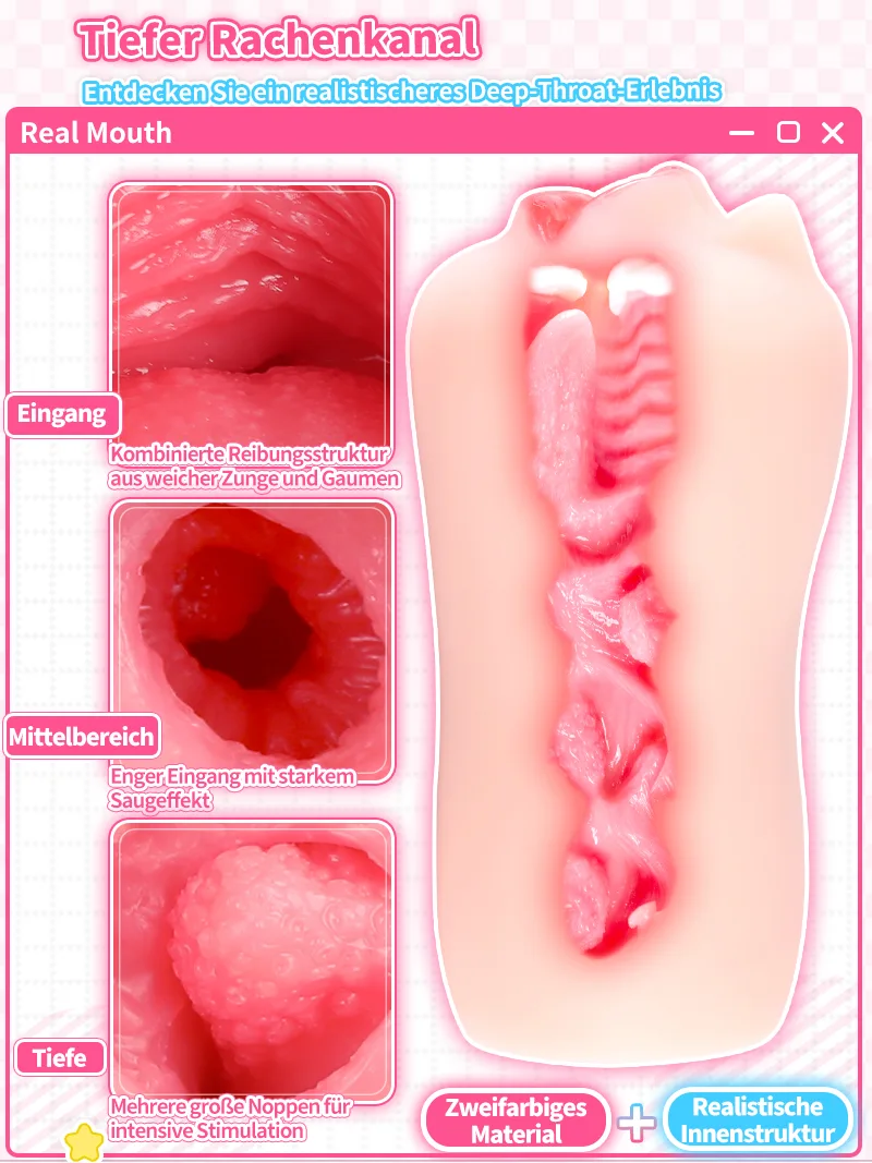 Realistischer Mund Männer Masturbator Weiches TPE Oral Kanal Onahole - detail image 02