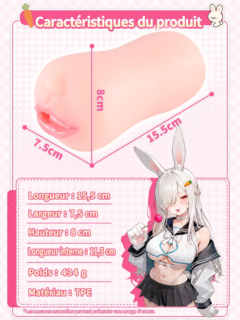Masturbateur Homme Bouche Réaliste TPE Doux Canal Oral Onahole - detail image 03