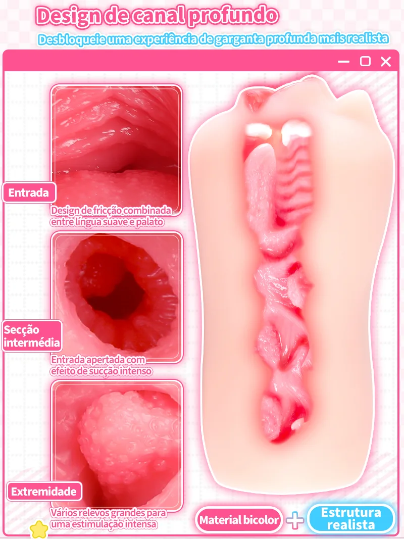 Masturbador Masculino Boca Realista TPE Macio Canal Oral Onahole - detail image 02