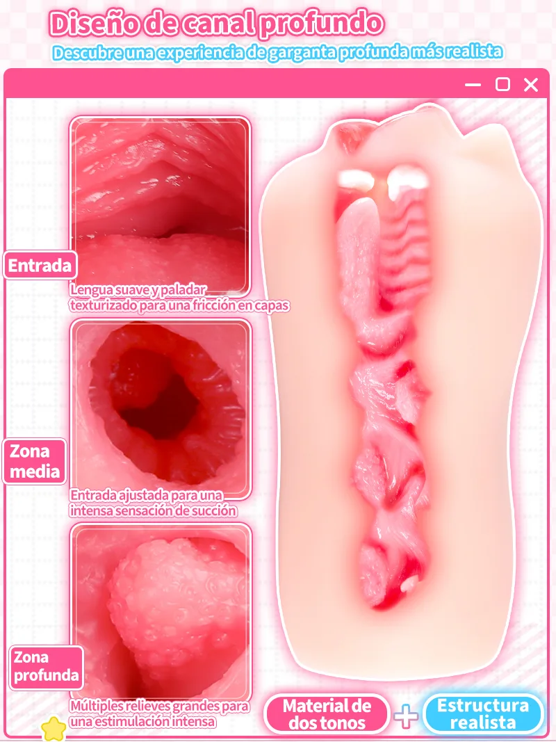 Masturbador Masculino Boca Realista TPE Suave Canal Oral Onahole - detail image 02