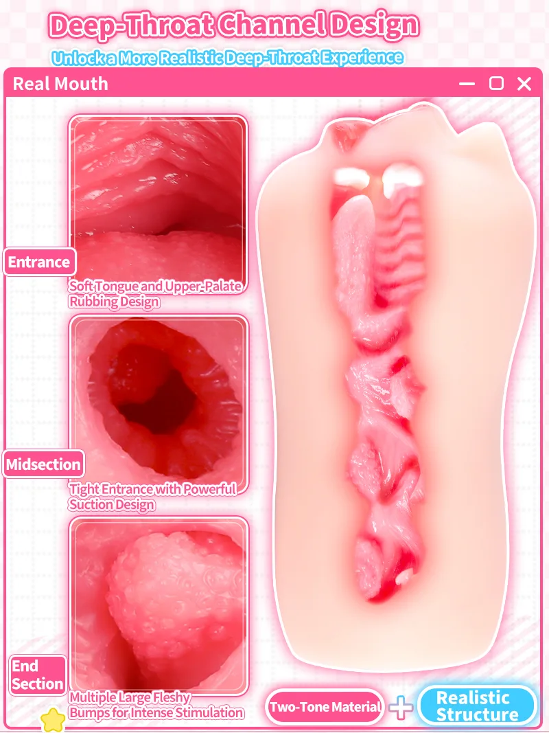 Realistic Mouth Male Masturbator Soft TPE Oral Channel Onahole Pocket Pussy - detail image 02