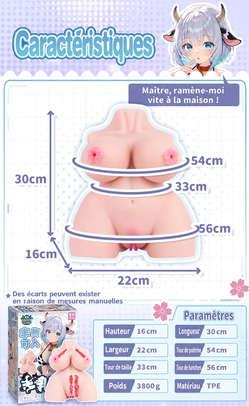 Poupée Torse Cowgirl Plantureuse Masturbateur Homme TPE 4 Orifices Onahole Vagin Artificiel Grande Taille - detail image 10