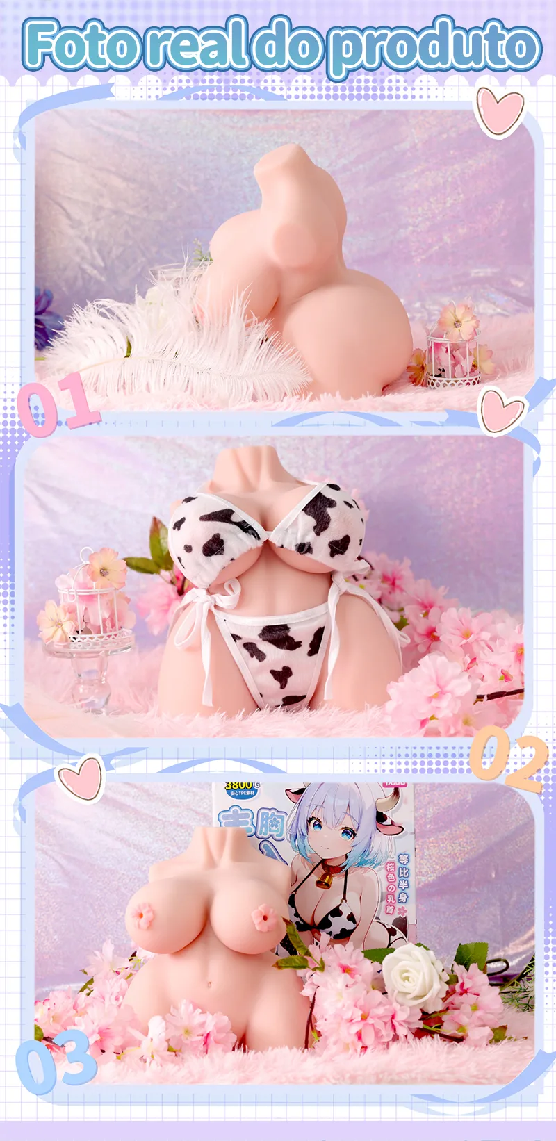 Boneca Torso Cowgirl Curvilínea Masturbador Masculino TPE 4 Orifícios Onahole Vagina Artificial Grande - detail image 11