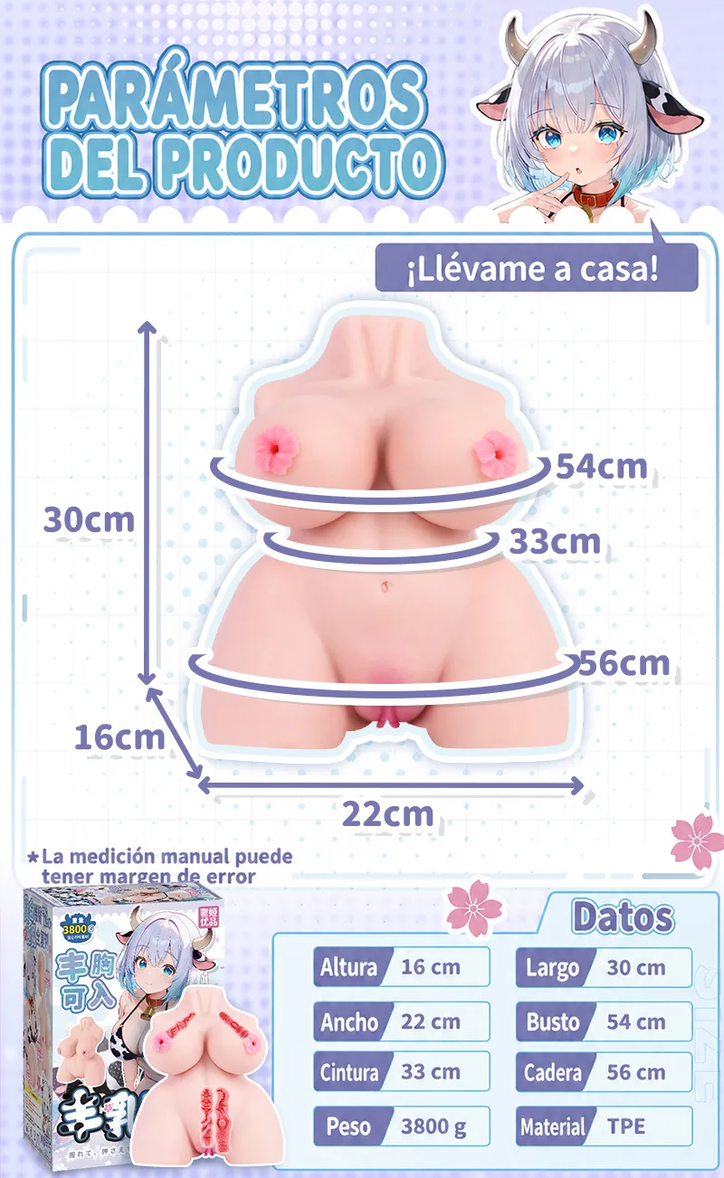 Muñeca Sexual Torso Cowgirl Pechos Grandes Masturbador Masculino TPE 4 Orificios Onahole Vagina Artificial - detail image 10