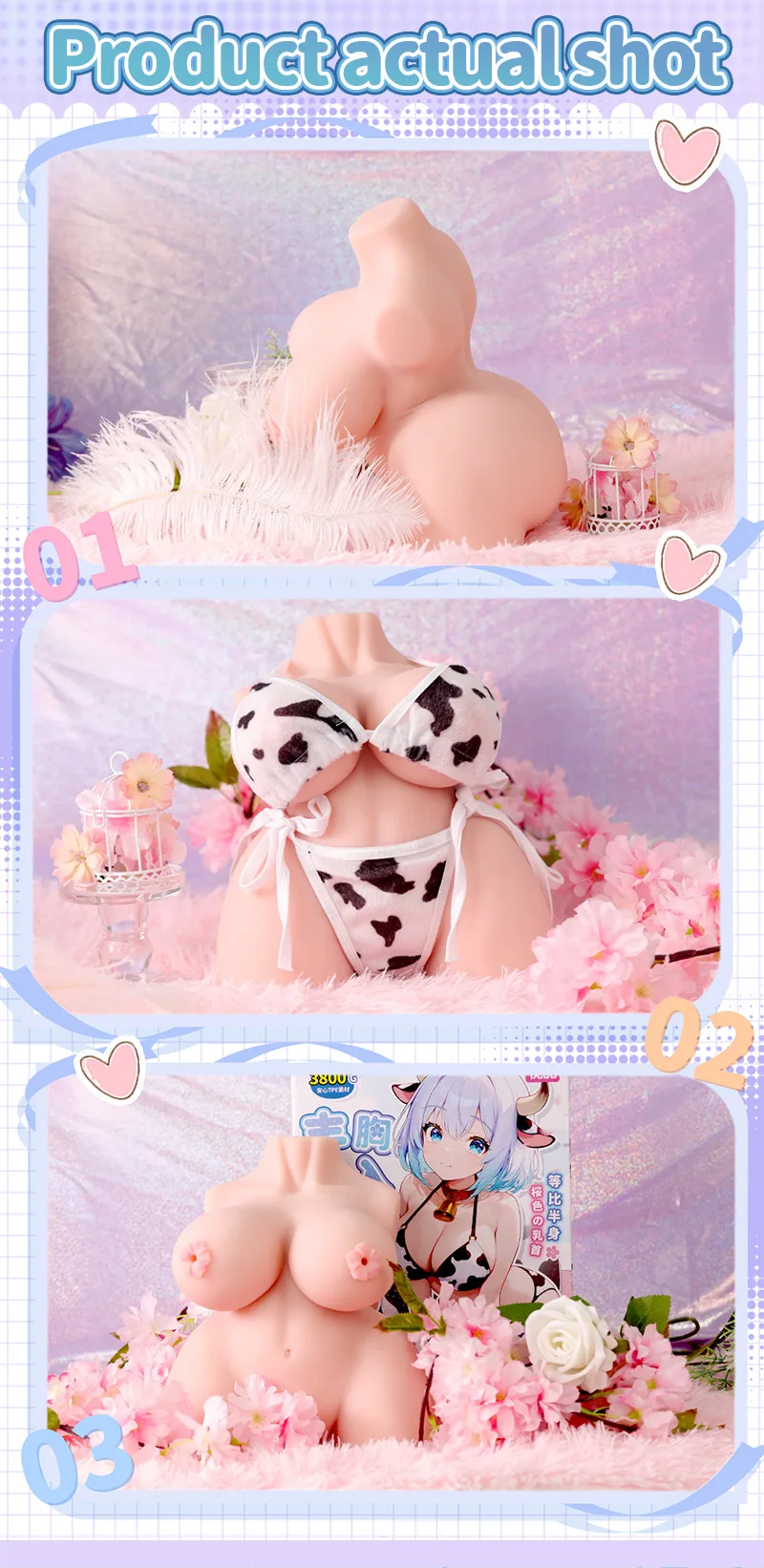 Busty Cowgirl Torso Sex Doll Male Masturbator TPE 4-Hole Onahole Artificial Vagina Large Body - detail image 11