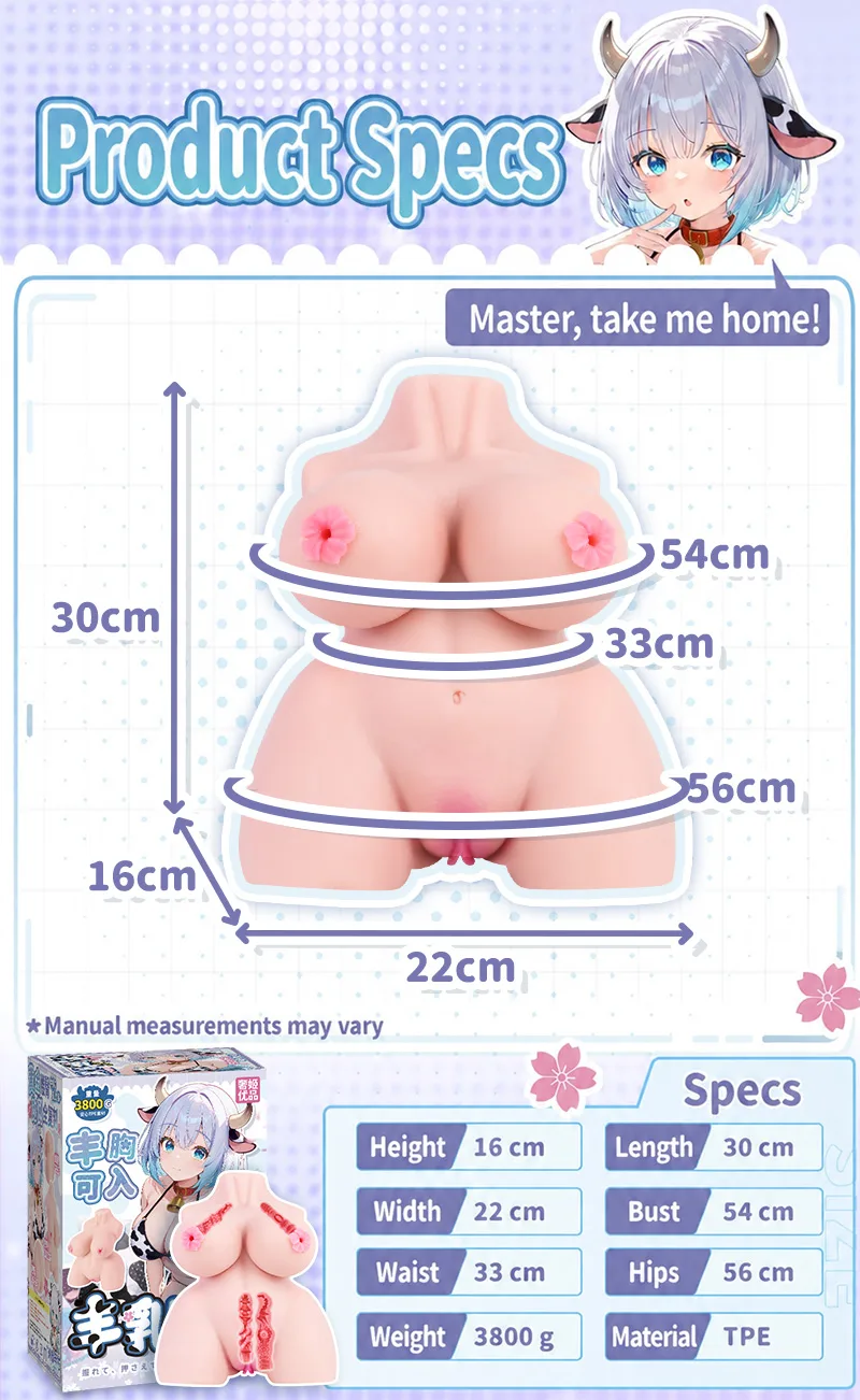 Busty Cowgirl Torso Sex Doll Male Masturbator TPE 4-Hole Onahole Artificial Vagina Large Body - detail image 10
