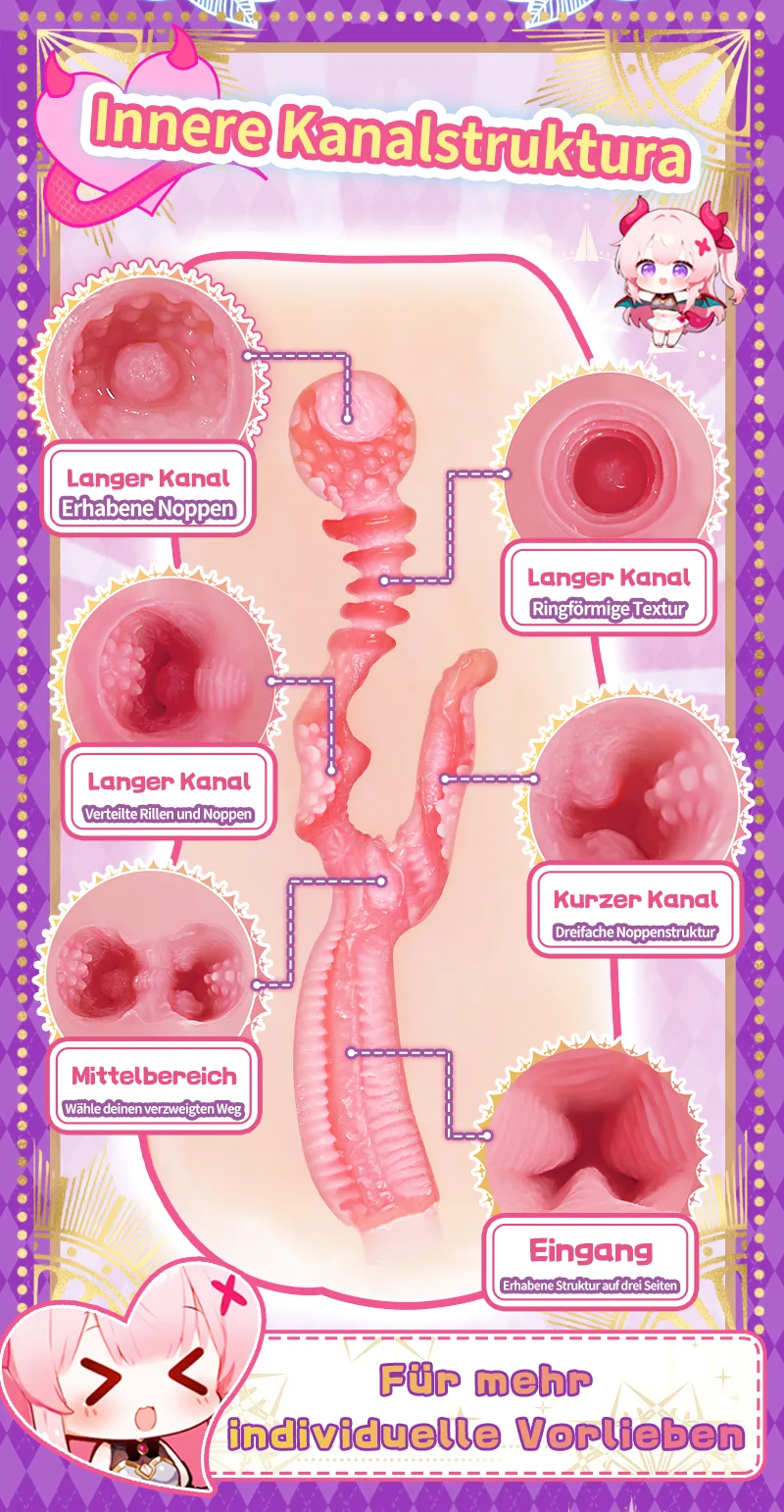 Twin-Womb Dragon Girl Männer Masturbator Doppelkanal Weiches TPE Künstliche Vagina Onahole 90 mm 125 mm - detail image 03