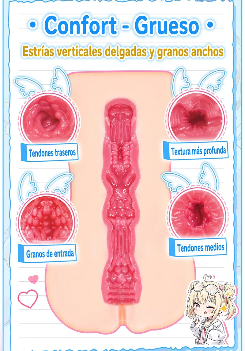 Little Ghost Diary Masturbador Masculino de TPE Suave con Tres Estilos Texturizados - detail image 06