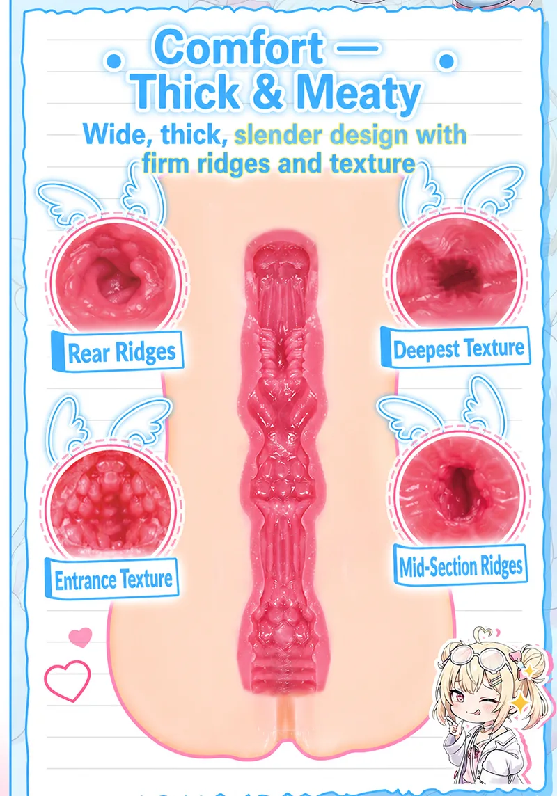 Little Ghost Diary Male Masturbator Soft TPE Pocket Pussy with Three Textured Styles - detail image 06